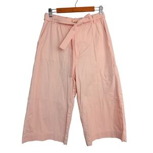 Maeve Anthropologie Pink Wide Leg Crop Utility Pants Tie Waist Cargo Culotte S